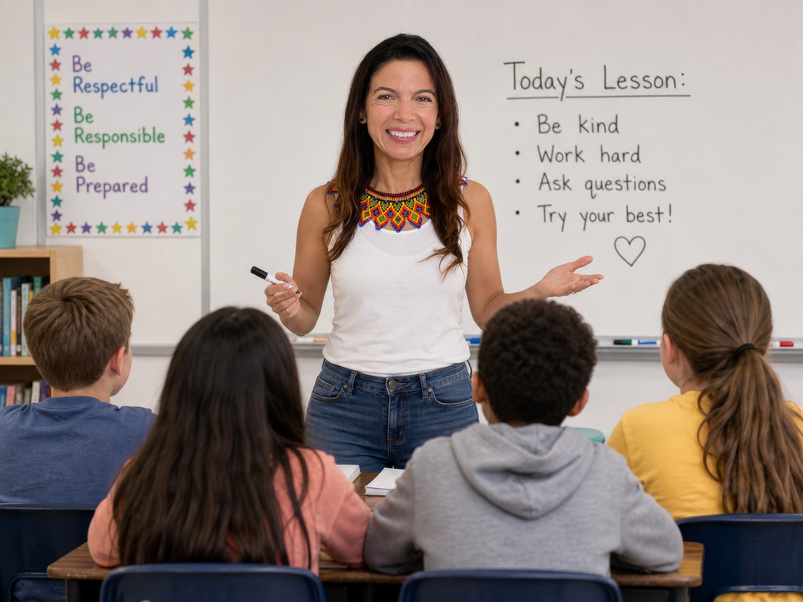 Ms. García with her students in the classroom
